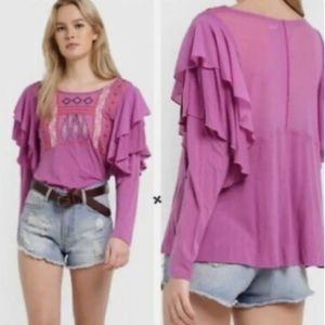 Free People La Cienga Embroidered Blouse